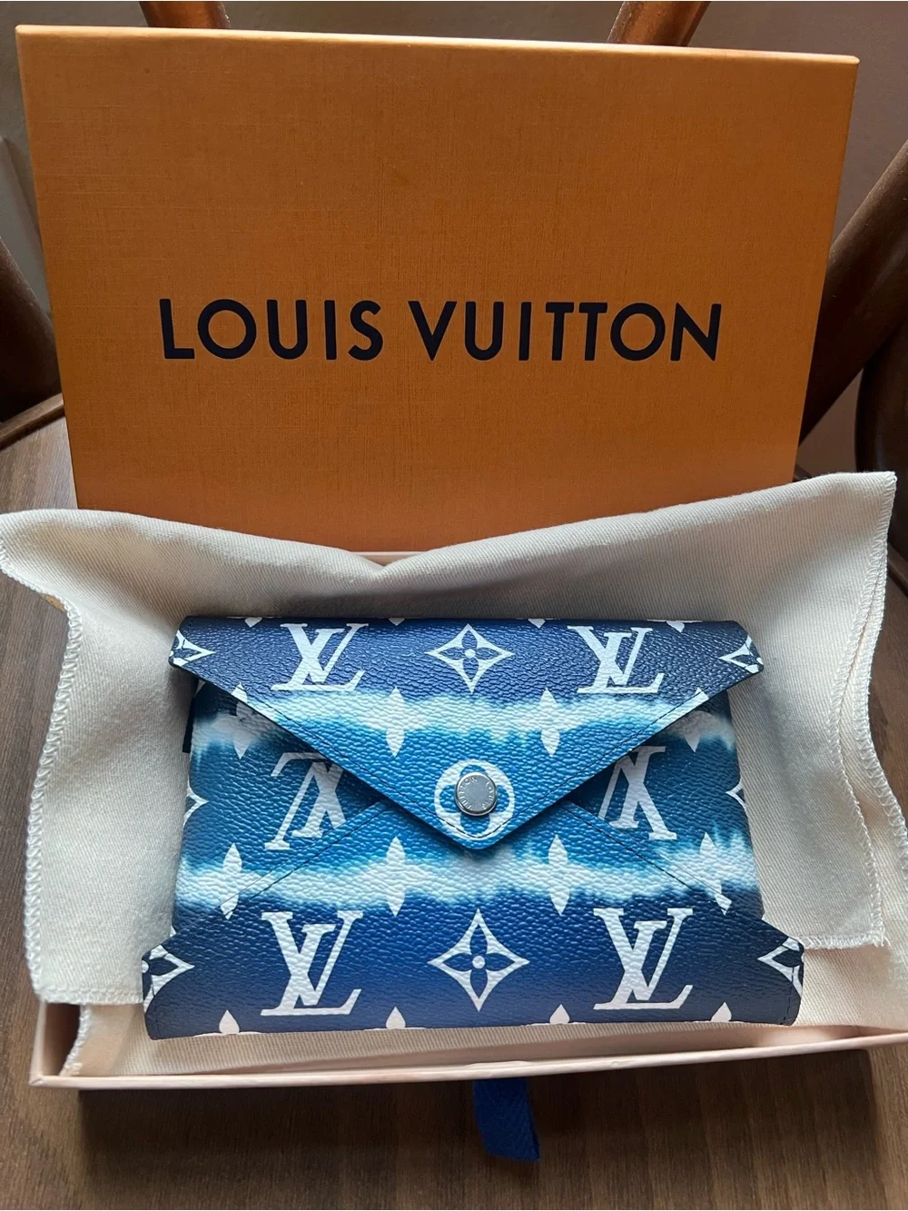 Louis Vuitton Kirigami Escale Medium Blue White Shibori Monogram Envelope Wallet